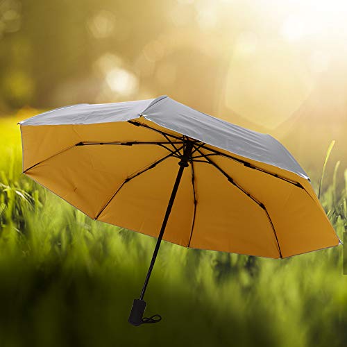 Kuikui Portable 3 Folding Automatic Parasols, Anti Uv Sun Rain Umbrella Yellow For Outdoor Travel #TOP1