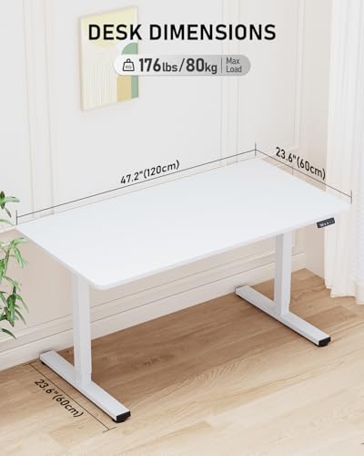 Xyndyx 電動 オフィスワークローデスクテーブル 自動昇降式デスク スタンディングデスク 高さメモリー機能 静音 衝突検知 収納フック付き pc オフィスデスク テレワーク【幅120 x 奥行き60 x 高さ48-75cm 耐荷重80kg ホワイトフレーム/ホワイト天板】 [2]