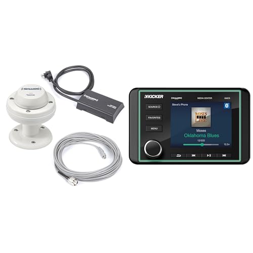 Kicker 46KMC5 Weather-Resistant Gauge-Style Media Center with Bluetooth with XM SXV300m1 Satellite Radio Tuner with RV/Marine Antenna