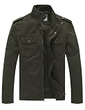 WenVen Chaqueta Hombre Primavera Otoño Fina Multibolsillos Verde Militar S