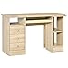 HOMCOM Scrivania da PC per Ufficio con Scaffali, Scrivania per Camera con Cassetti e Ripiano Testiera in Legno, Scrivania per Computer, Color Legno