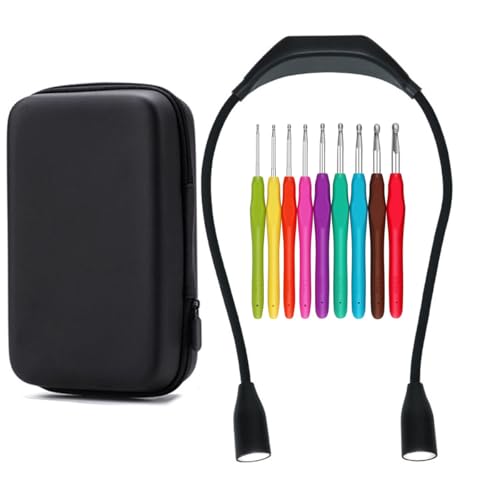 Ergonomic Crochet Hooks Set with LED Light Up,9 Sizes Crochet Hooks with Case 2.0mm~6.0mm,Crochet Needles Kit for Beginners,Cool Crochet Gifts for Crocheters