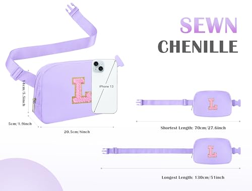 Image of COSHAYSOO Birthday Initial Gifts for Teen Girls 6 7 8 9 10 11 12 13 14 Year Old Purple Crossbody Shoulder Bag for Girls Travel Purse Unique Trendy Preppy Stuff Chenille Letter L