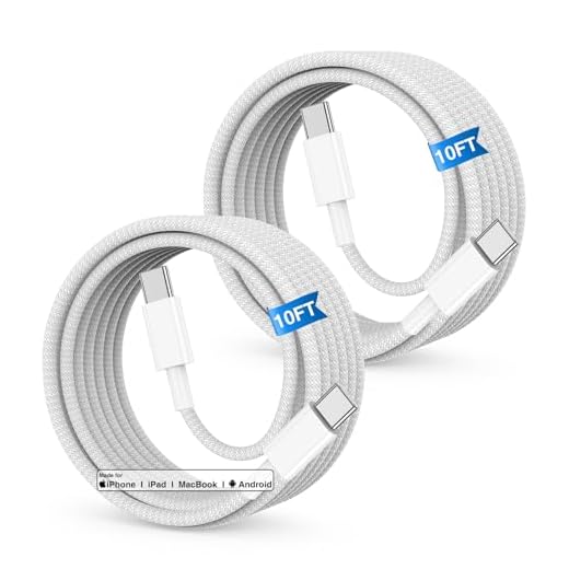 Cabo USB C para USB C da Apple de 3 metros para iPhone 15, pacote com 2 cabos trançados tipo C de 60 W para iPhone 15/15 Pro/15 Pro Max/15 Plus, iPad Pro, iPad Air 4/5, Mini 6, MacBook Air-Grey