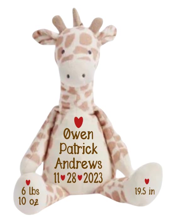Birth Stats Giraffe - Personalized Giraffe - Name, Birthdate and birth stats -Custom Baby Gift - Birth Announcement Gift,