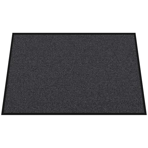 Front Door Mat, 4' x 6' Heavy Duty Indoor Outdoor Door Mat for Entryway, Commercial Door Mats Entrance, Low Profile Welcome Mats Non-Slip, Durable Rubber Backing Entry Mat for Patio, Home