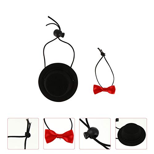 Balacoo 2PCS Bearded Dragon Hat and Bowtie Cute Easter Small Pet Clothes Set Adjustable Small Animals Bowtie Hat for Reptile Lizards (Black Hat+ Red Bowtie) - Image 7