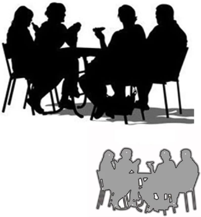 Group of People Having Dinner Metal Cutting Dies Decoration Scrapbook Card Craft