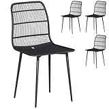 Outsunny Set 4 Sedie da Giardino in PP con Schienale Ergonomico, Sedie per Pranzo da Ester...