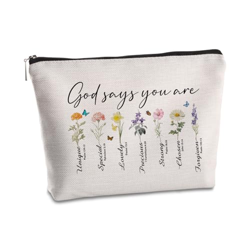 Inspirational Gifts for Women Cosmetic Bag God Says You Are Christian Gifts for Women Faith Travel Organizer Makeup Bag Encouraging Meaningful Birthday Christmas Gifts for Teenager Sister