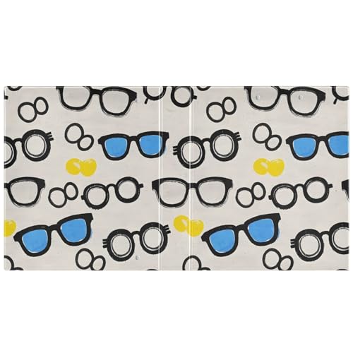 Image of 3 Ring Binder Glasses Summer Pattern 1.5 inch Binders Three Ring Binders with Clipboard Fit 8.5'' x 11'' Paper 3 Interior PVC Clear Pockets for Office Supplies