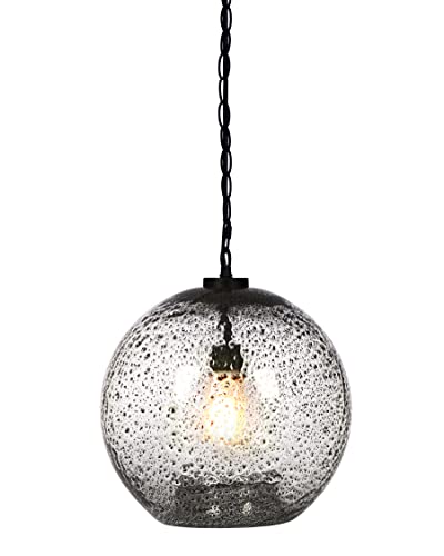 CASAMOTION Pendant Lights Kitchen Island Glass Ceiling Hanging Light fixtures Farmhouse Pendant Lighting Dining Room Table Large Globe Clear Marble Black Chain Kit 13 inch H