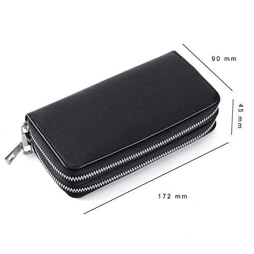 Image of XEYOU Double Zipper Long Clutch Wallet Cellphone Wallet for Women with Removable Wristlet Strap for Credit Card, Cash, Coin, Bill