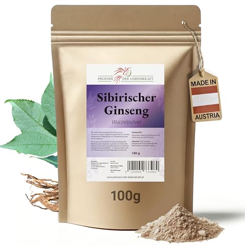 Sibirischer Ginseng Pulver 100g | Eleutherococcus senticosus fein gemahlen & natürlich | Top Premium Qualität aus Österreich | Veganes Nahrungsergänzungsmittel ohne Zusatzstoffe | Eleuthero