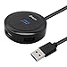 DTECH 4-Port USB 3.0 Hub with Long Cable 4ft Round Header LED Fast Charging Data Transfer (4 Feet, Black)
