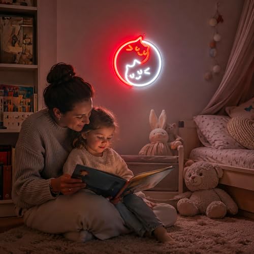 Image of Cat Neon Sign, Neon Signs for Wall Decor - Ghost Cat LED Signs for Bedroom, Game Room, Kids Room, Party Decor - USB Powered Light Up Sign Halloween Christmas Decorations Gift