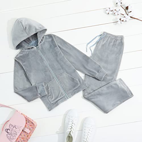 CityComfort Girls Tracksuit Set, 2 Piece Velour Hoodie and Tracksuit Bottoms Lounge Set - Image 3