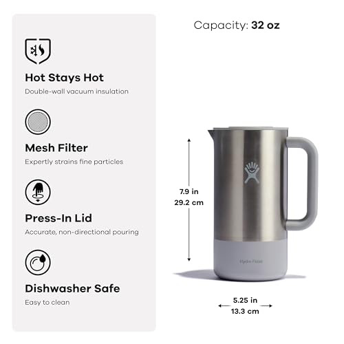 Hydro Flask French Press- Insulated Stainless Steel Coffee Maker, Camping and Outdoors Agave Green - image 3