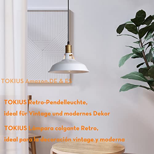 Lámpara de techo retro TOKIUS Ø27cm blanca con cable de 1 metro 2