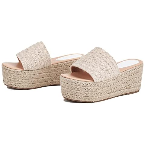 Erocalli Platform Slip on Espadrille Sandals for Women Wedges Slides Bohemia Sandals Flatform Open Toe Beach Sandals Cover