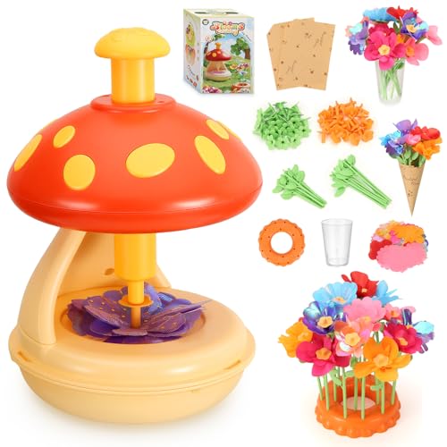 Maypott DIY Fabric Flower Bouquets Maker, Mushroom Flower Making Kit for Girls Craft Kits for 3 4 5 6 7 8 9 10+ Year Old Kids, Toys for Girls Birthday Gift Parent-Child Educational Interactive Toy