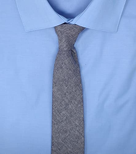Image of Men's Chambray Cotton Skinny Necktie Tie Textured Distressed Style - 2.5 inch Width