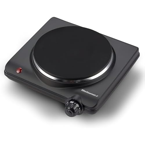 Elite Gourmet Electric Burner, 1000W Cast Iron Hot Plate, 7 Heat Settings