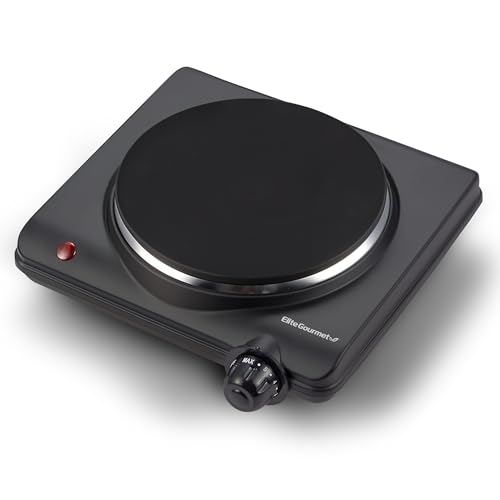 Best Amboss Black Friday & Cyber Monday Sale 23 Elite Gourmet ESB-301BF Countertop Single Cast Iron Burner, 1000 Watts Electric Hot Plate, Temperature Control