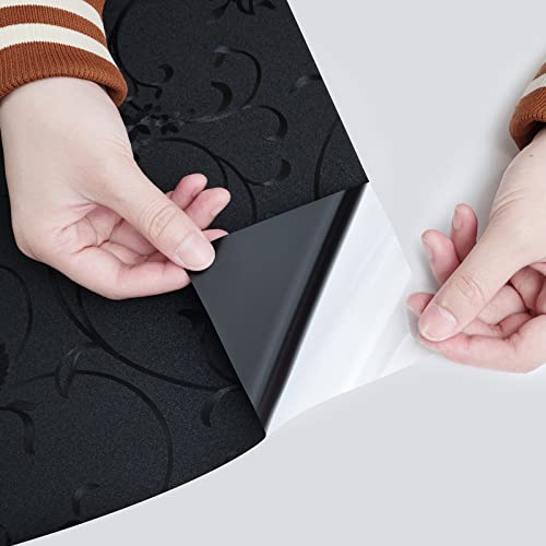 Niviy Static Cling 100% UV Blocking Non-Adhesive Window Film Frosted Glass Film Bathroom Door Glass Decoration Window Film Privacy Covering (Black, 11.8"x 78.7")