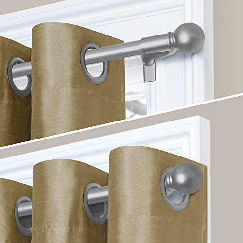 Maytex Window Curtain Rod, Easy Install Twist And Shout Telescoping Tension Rod, Adjustable 28" To 48", No Tools Needed, With Decorative Round Finials, Brushed Nickel #TOP1