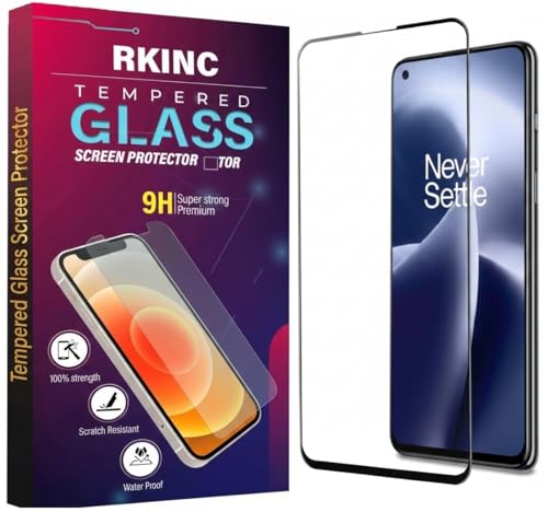 Image of RKINC Tempered Glass for OnePlus 9R (6.55 Inch) Military Grade Gorilla Screen Guard Protector | With Installation Kit | Edge to Edge Coverage | Black