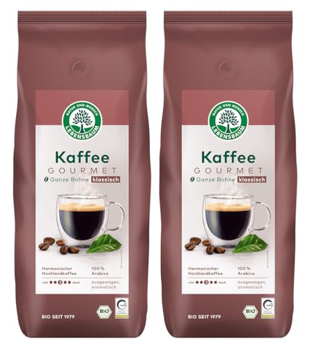 LEBENSBAUM 2x Kaffee Gourmet Klassisch, ganze Bohne, Bio Kaffee aus Arabica-Bohnen, Intensität 3/5, ausgewogener, aromatischer Genuss, 2 x 1 kg…