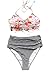CUPSHE Women's This is Love High Waisted Lace Up Halter Bikini Set, Pink, Large