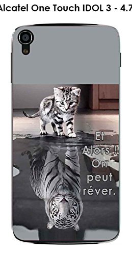 Coque Alcatel OneTouch IDOL 3 - 4.7' design Chat Tigre Blanc Et Alors !