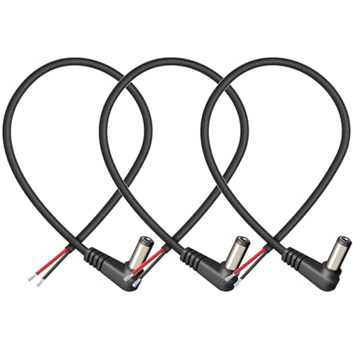 Câble pigtail 12V 5.5x2.1mm coudé 90° 18AWG lot de 3 pour caméra