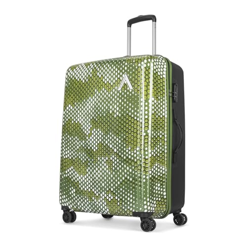 Aristocrat Combat Check-in Trolley Bag, 73 Cm Large Hardside Luggage | 8 Wheels, Combination Lock | Polycarbonate | 5 Year International Warranty | Green