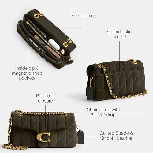 Coach Quilted Suede Tabby Shoulder Bag 26 with Chain, B4/Olive3