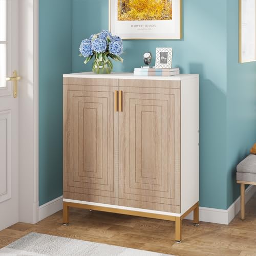 TRIBESIGNS WAY TO ORIGIN Shoe Cabinet, 20 Pairs Modern Shoe Storage Cabinet with Doors, 6-Tier Freestanding Entryway Shoe Organizer Rack for Living Room, Closet, White and Brown