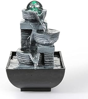 Indoor Tabletop Fountain Water Features with Lights, Dyna-Living Indoor Waterfall Fountains Mditation Relaxation Indoor Fountain for Home Office Decoration,3 Pin UK Plug Included