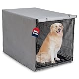 Heavy Duty Calming Dog Crate Cover for Anxious Pets-Waterproof & Windproof 42-Inch Kennel Cover,Breathable Blackout Panels for 1/2/3 Door Access,600D Oxford Fabric,Machine Washable Indoor/Outdoor,Grey