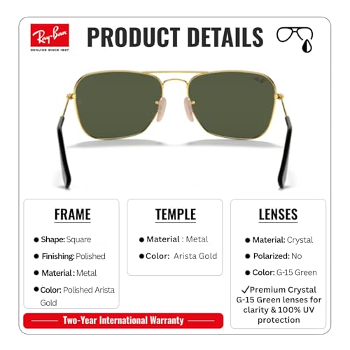 Image of Ray-Ban RB3136 CARAVAN Square Shaped Sunglasses for Men & Women with Official RAYBAN Eyewear Kit