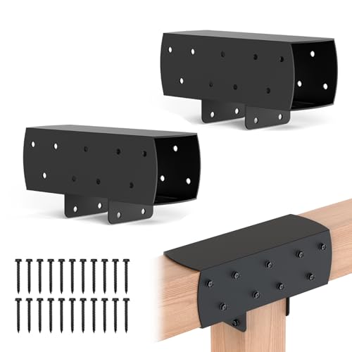 Nrspp 2 Pcs 4"x 4" 3-Way T-Shape Pergola Bracket Kit (Actual:3.6 "x3.6 ) | Woodwork Right Angle Corner DIY Brackets For Gazebos|Carports log|Cabins and Other Outdoor Structures.