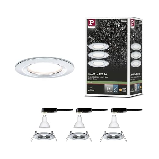 Paulmann Einbauleuchte LED Nova rund 6,5W GU10 Chrom IP44 spritzwassergeschützt 3er-Set starr 3-Stufen-Dimmbar