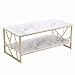Produktbild Ginhow Stubentisch | Couchtisch Gold | Wohnzimmertisch Weiß | MDF Marmor Tisch | Groß Couchtisch Quadratisch | Sofa Tische Wohnzimmer | Couchtisch mit Stauraum | Kaffetisch 110 x 54 cm