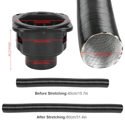Copgge 42mm Diesel Heater Duct Hose Flexible Warm Air Ducting Exhaust Pipe Tubing Parking Air Heater Duct Pipe with Heater Outlet Compatible with Webasto Eberspacher Diesel Heater 5KW