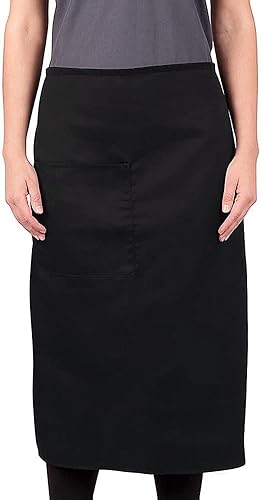 Delantales de media cintura con bolsillo para mujeres y hombres, chef, cocinas, restaurantes, cafeterías, regalo para el día de la madre, Negro -