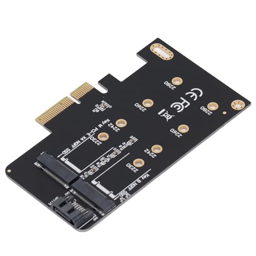 Qiilu High Compatibility NGFF M.2 to PCIe Adapter Support NGFF B Key M Key PCIe X4 Card with 3.0 Cable for 2242 2260 2280 SSD High Performance Memory Card Adapters