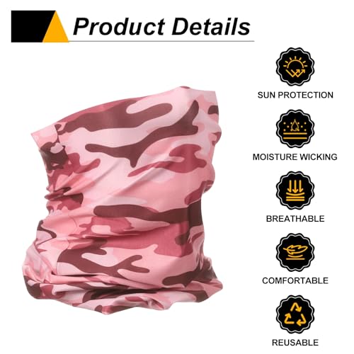 HARFINGTON Summer Cooling Neck Gaiter Sun Protection Face Mask Fishing Neck Gaiter Unisex Sunscreen Breathable Bandana for Fishing Outdoor Sports, Camo Brown4