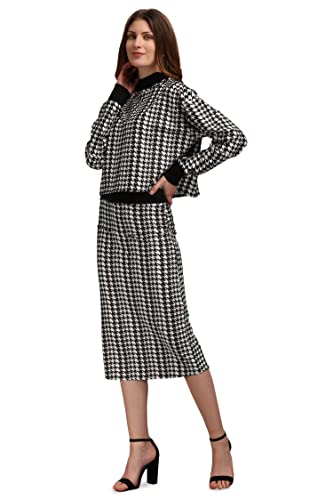 Image of PURVAJA Women's Midi Dress (Maxi-020-Broken Checks-M Black M)