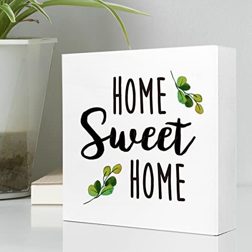 Home Sweet Home Wooden Sign Desk Decor,Funny Home Wood Block Sign Desk Decorations For Home Bedroom Living Room Cubicle Desk Shelf Table Decor #TOP2